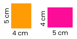 Прямокутник розміром 4 см х 5 см і прямокутник розміром 5 см х 4 см