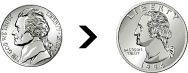 selection of US coins of different values