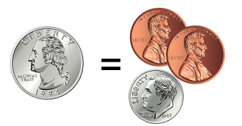 selection of US coins of different values