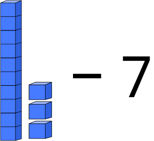 one ten rod, three unit blocks minus seven