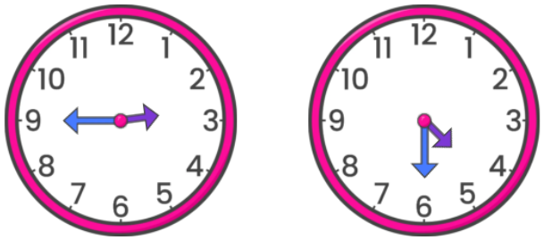 Analog clock 02:45. Analog clock 04:30.