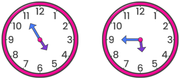 Analog klokke 04:55. Analog klokke 05:45.