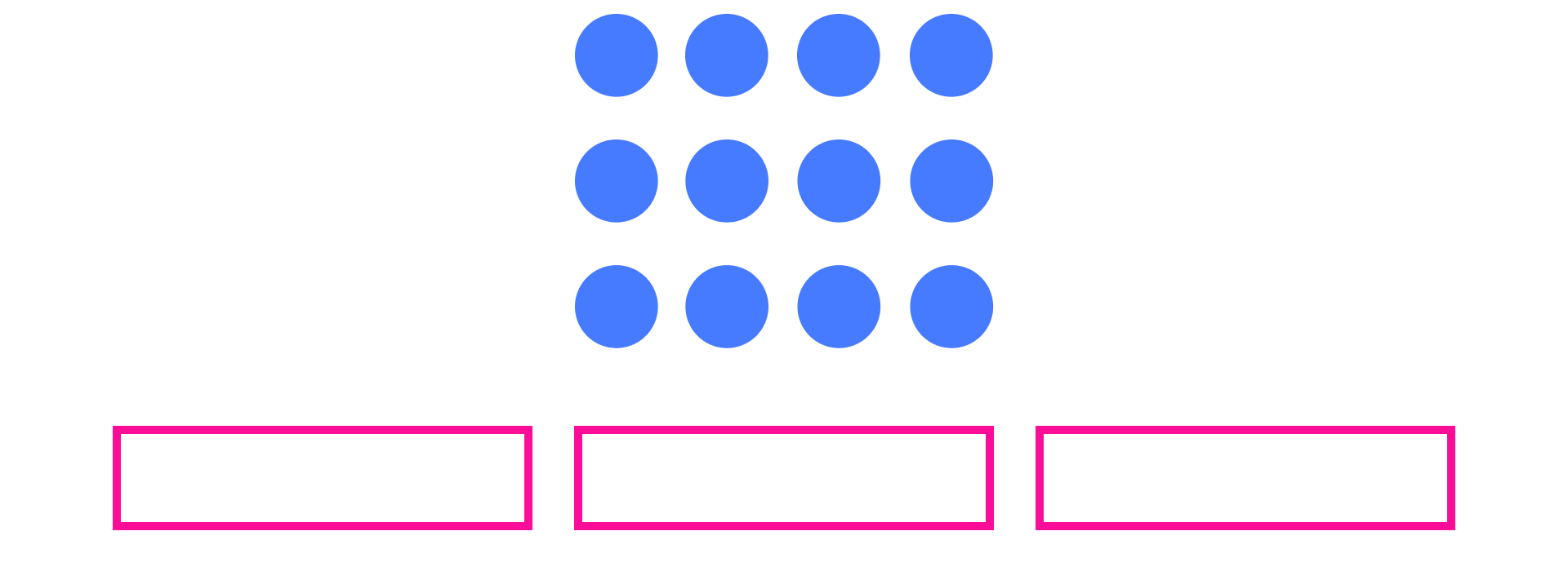 Twelve circles divided by three