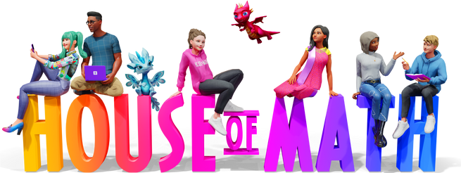 House of Math logo with animated figures on top