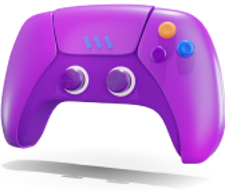 Purple plus sign with video game controls on it