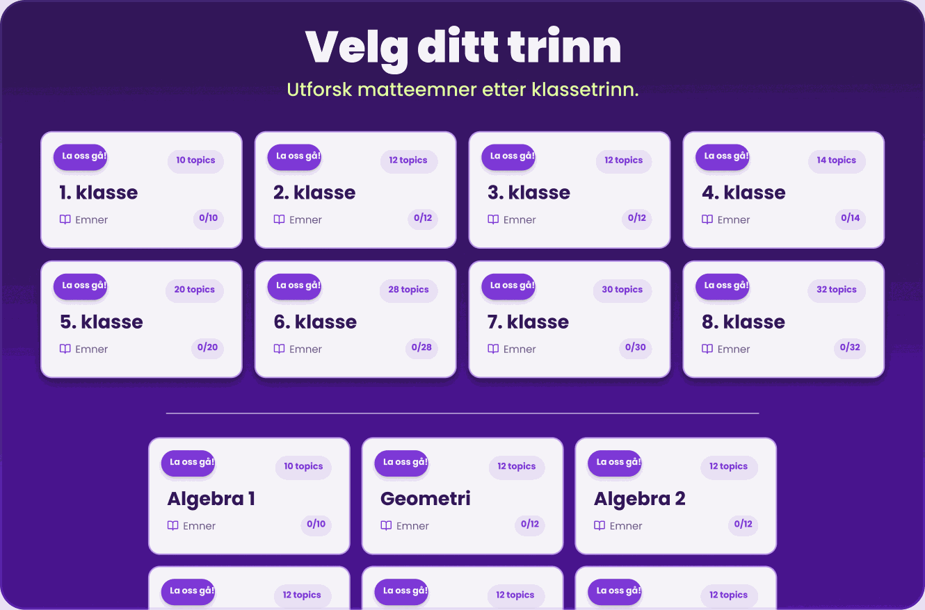 Velg trinn og emne