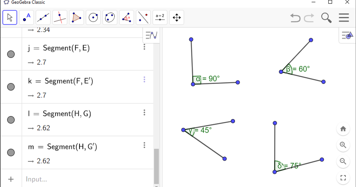 Construction of an angle of 60 degrees. – GeoGebra