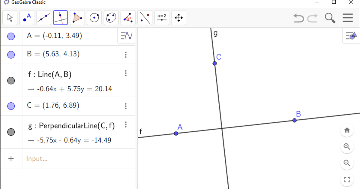 Constructing the Normal Through a Point in GeoGebra
