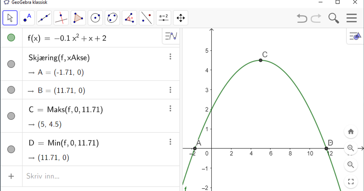 Hvordan Finne Definisjonsmengde Og Verdimengde I GeoGebra