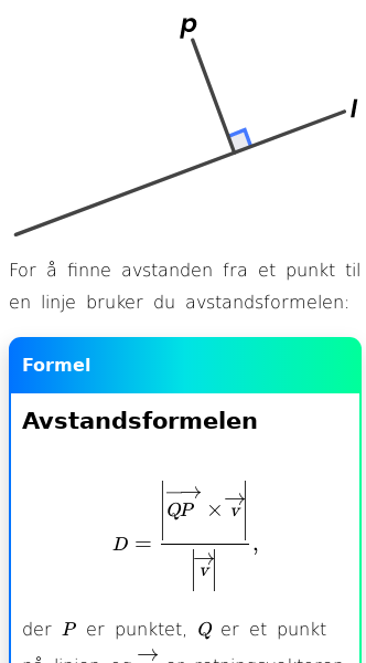 Oppslag om Avstand fra punkt til linje