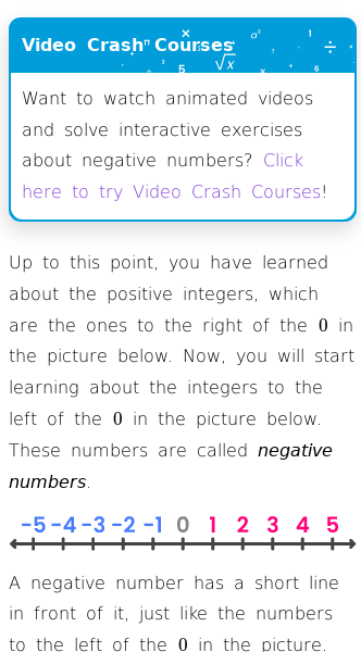 Positive and Negative Numbers (examples, solutions, videos