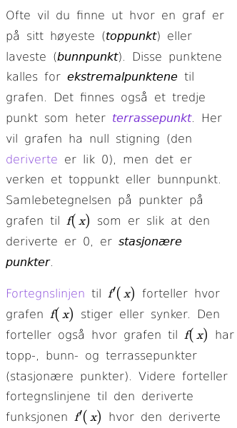 Oppslag om Stasjonære punkter