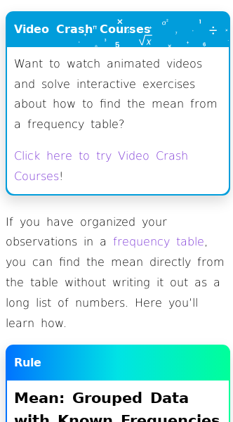 Article on How to Find Mean of a Grouped Frequency Table