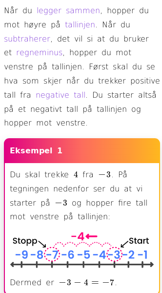 Oppslag om Regning med negative tall