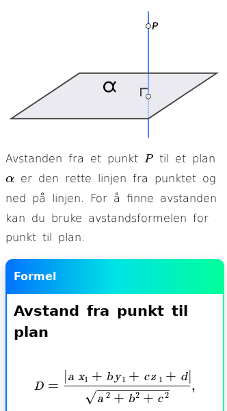 Oppslag om Avstand fra punkt til plan