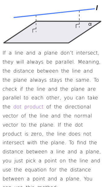 Article on How to Find the Distance Between a Line and a Plane