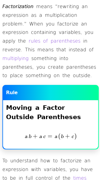 Article on How to Factor Variable Expressions