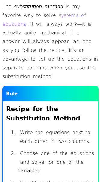 Article on Solve Systems of Equations with the Substitution Method