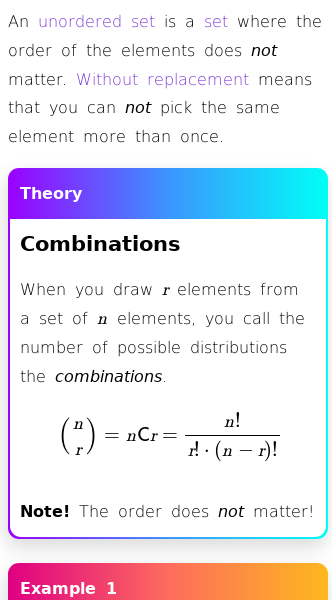 Article on Combinations (Unordered Sampling Without Replacement)