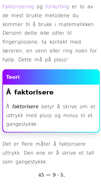 Oppslag om Hvordan faktorisere og forkorte brøker med bokstaver