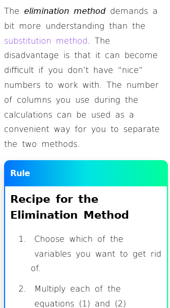 Article on Solve Systems of Equations with the Elimination Method