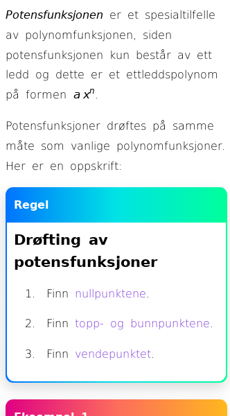 Oppslag om Drøfting av potensfunksjon