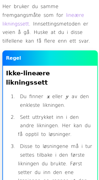 Oppslag om Hvordan løse ikke-lineære likningssett