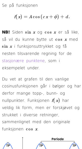 Oppslag om Funksjonsdrøfting av cosinusfunksjon
