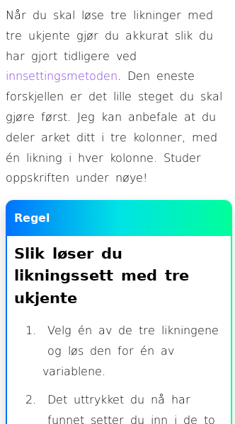 Oppslag om Hvordan løse likningssett med flere ukjente