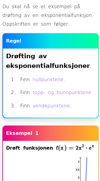 Oppslag om Funksjonsdrøfting av eksponentialfunksjoner