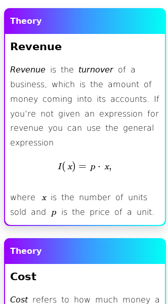 Article on What Do Revenue, Cost, Unit Cost and Profit Mean?