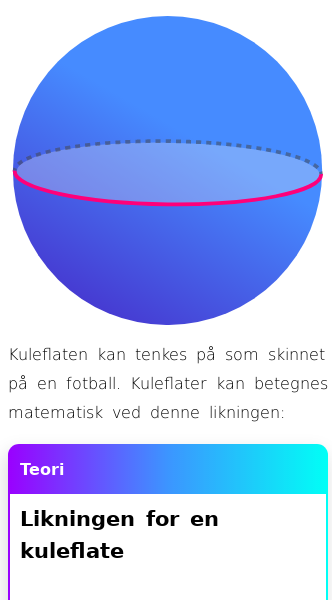 Oppslag om Likningen for en kuleflate