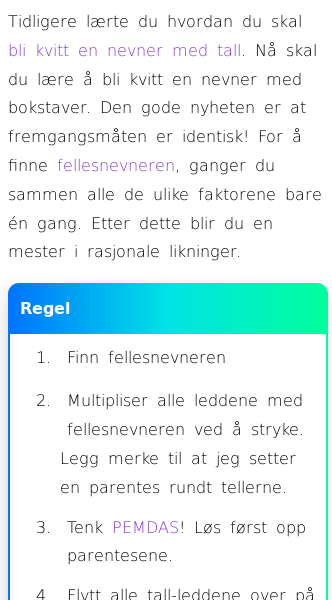 Oppslag om Hvordan løse rasjonale likninger