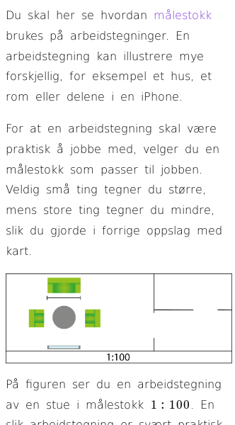 Oppslag om Målestokk (Arbeidstegning)