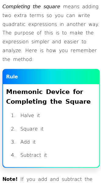 Article on What Is the Formula for Completing the Square?