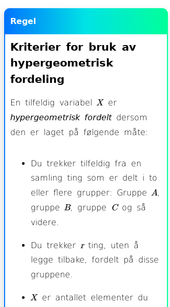 Oppslag om Hypergeometrisk sannsynlighet
