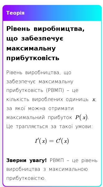 Стаття про Рівень виробництва з максимальною прибутковістю