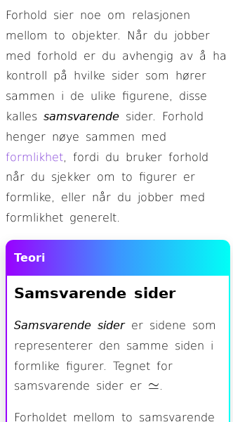 Oppslag om Forhold og formlikhet