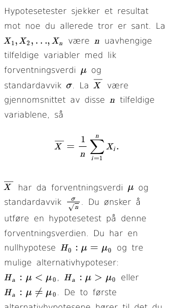 Oppslag om Hypotesetesting for normalfordeling