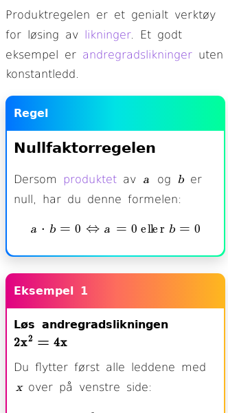 Oppslag om Hva er nullfaktorregelen for likninger?