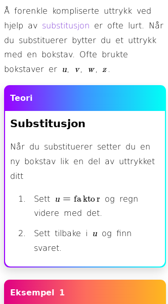 Oppslag om Hvordan løse likninger med substitusjon