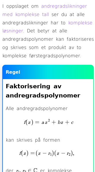 Oppslag om Hvordan faktorisere komplekse polynomer