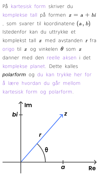 Oppslag om Hva er polarform for komplekse tall?