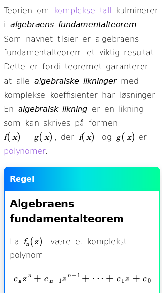 Oppslag om Hva er algebraens fundamentalteorem?