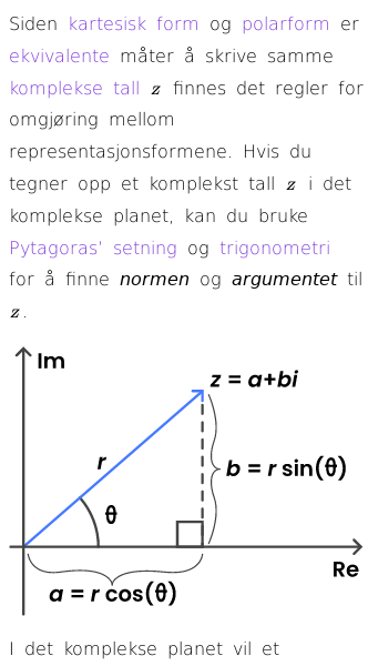 Oppslag om Hva er norm og argument til et komplekst tall?