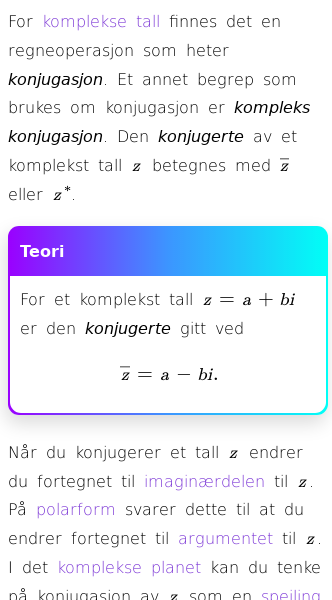 Oppslag om Hva er den komplekskonjugerte?