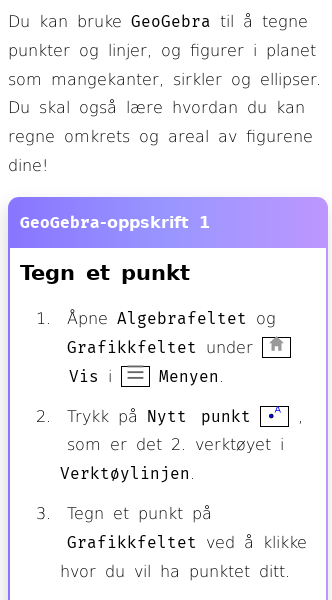 Oppslag om Hvordan finne omkrets og areal i GeoGebra