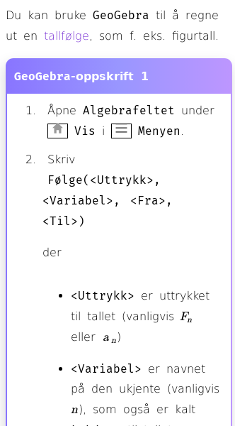 Oppslag om Hvordan regne ut følger med GeoGebra