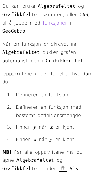 Oppslag om Hvordan lage en funksjon i GeoGebra