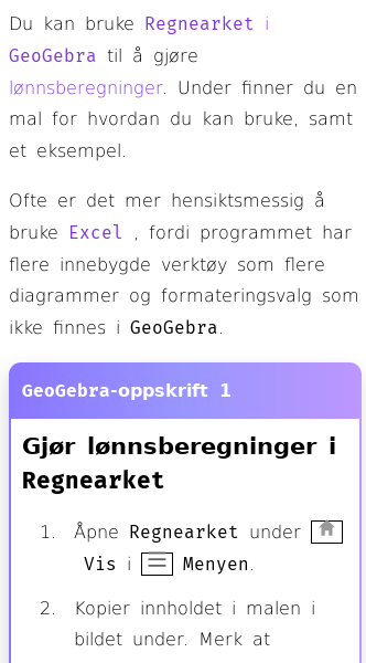 Oppslag om Hvordan bruke GeoGebra til lønnsberegninger